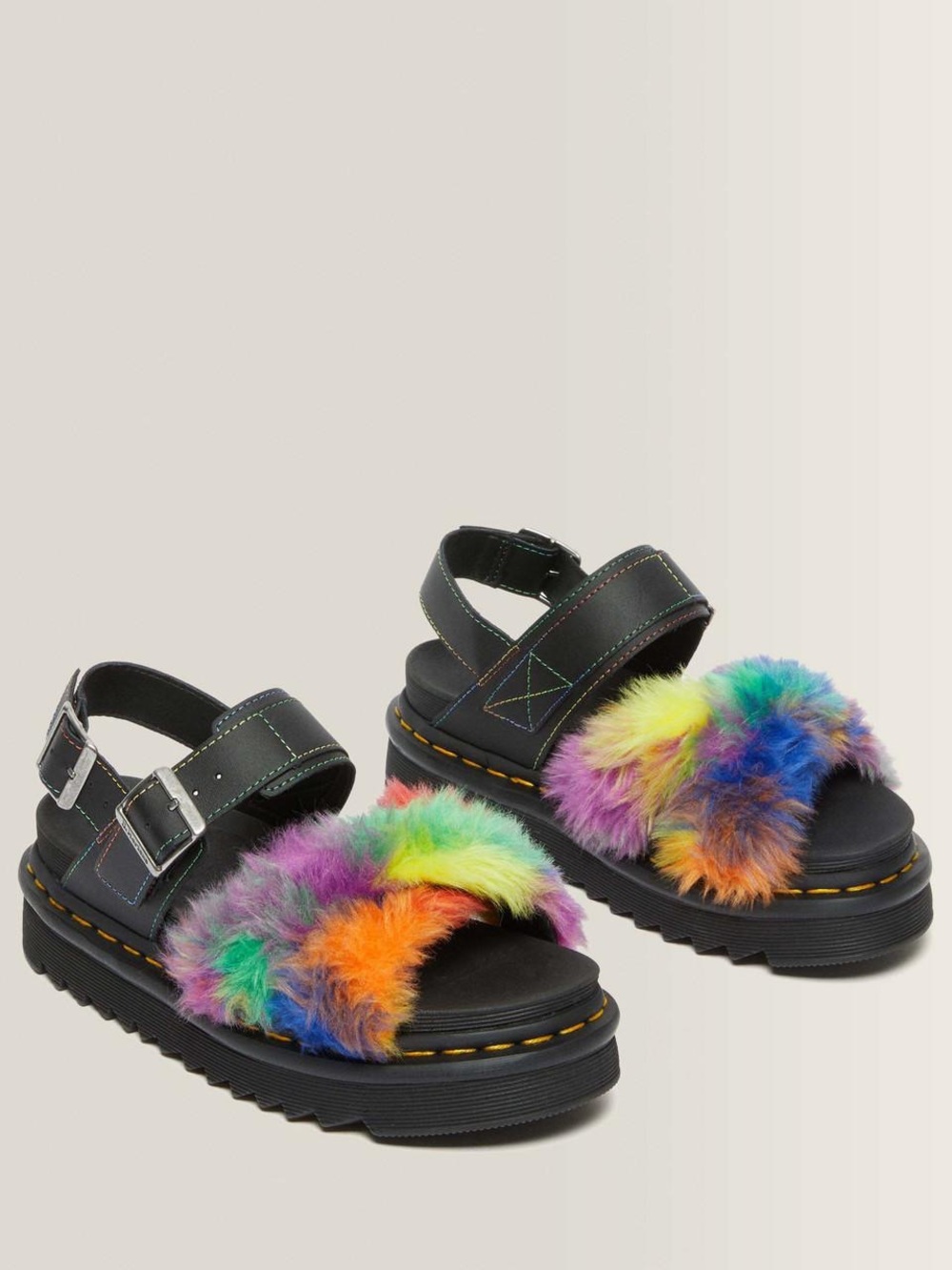 Dr. Martens VOSS II FLUFFY FAUX FUR STRAP SANDALS - Picture 2 of 13